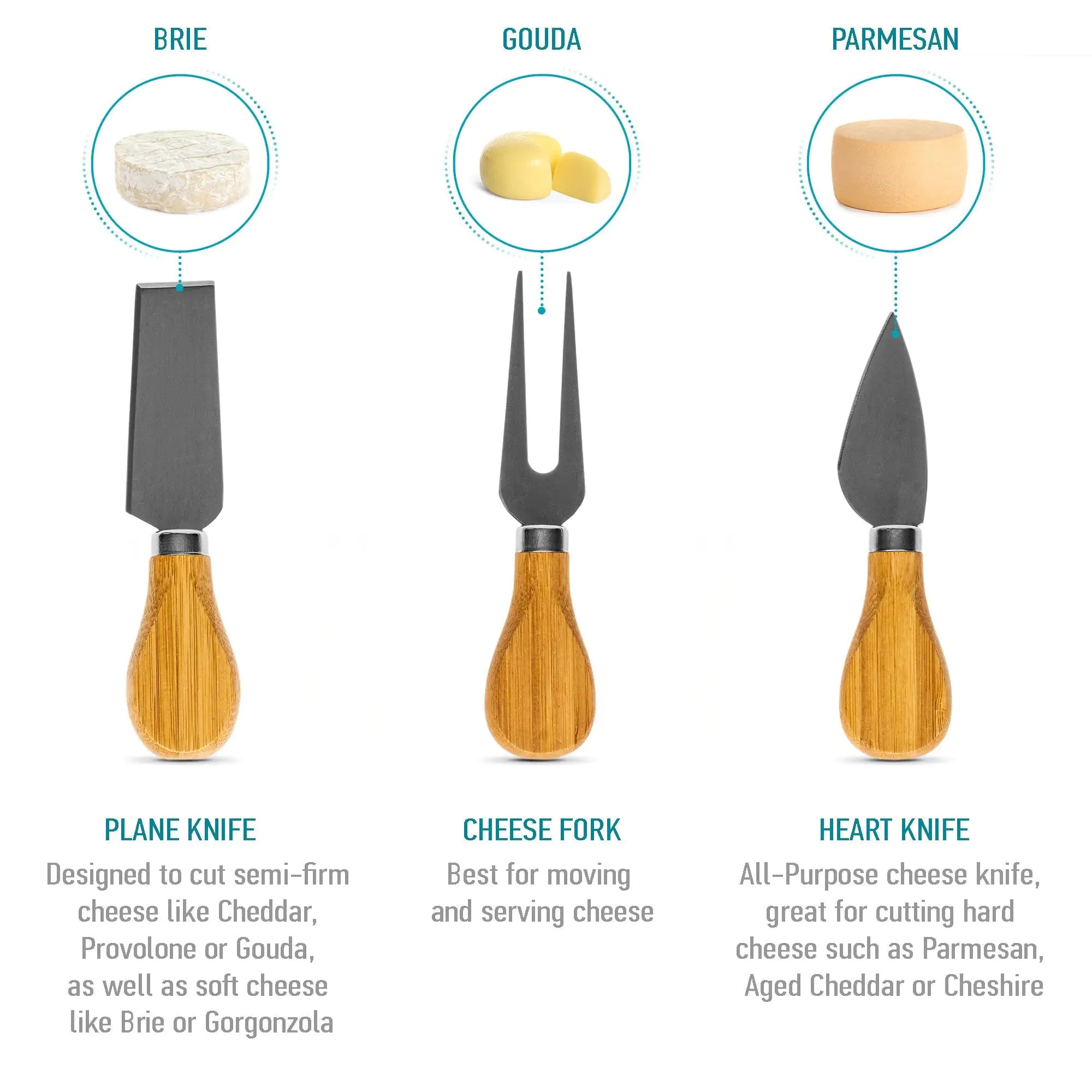 Magnetic Cutlery Storage Bamboo Cheese Board and Knife Set