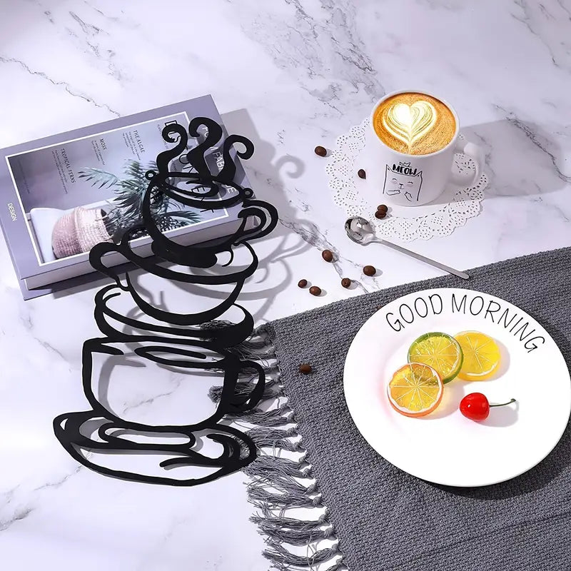 Black Metal Coffee Cup Wall Art