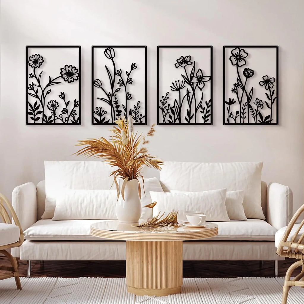Sokurdeg Black Abstract Metal Floral Hanging Wall Decor