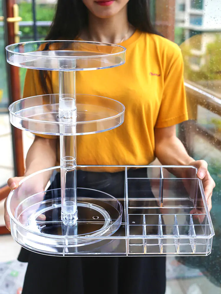 Acrylic Makeup Organizer with Rotating Storage Rack