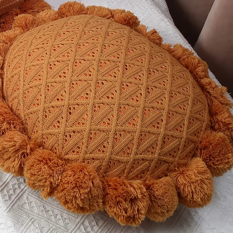 Round Knitting Decorative Pillow