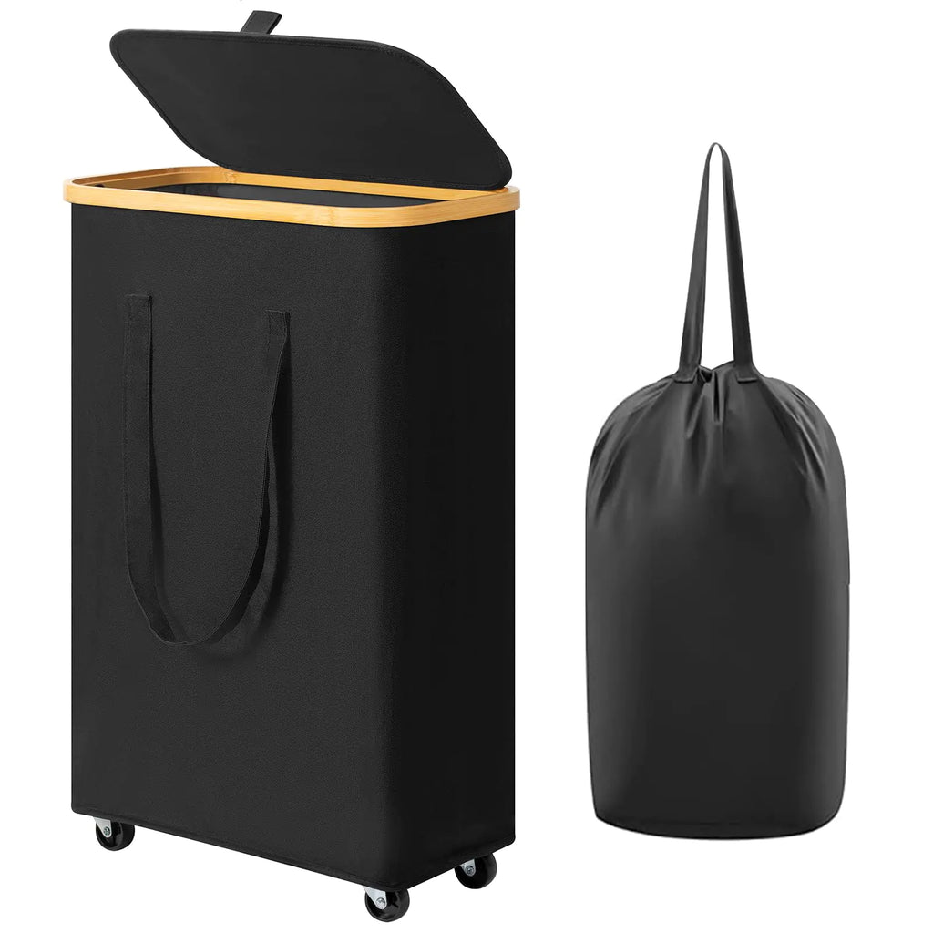 Narrow Laundry Hamper with Lid and Removable Liner Bag