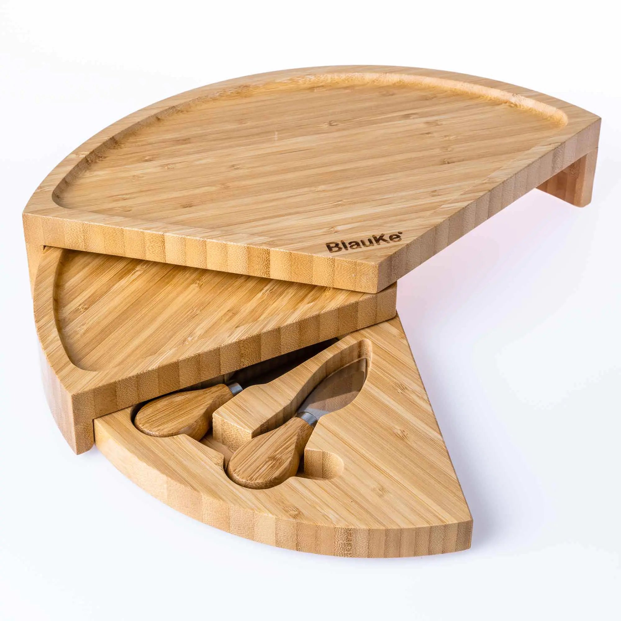 Swiveling Charcuterie Board Bamboo Cheese Board and Knife Set