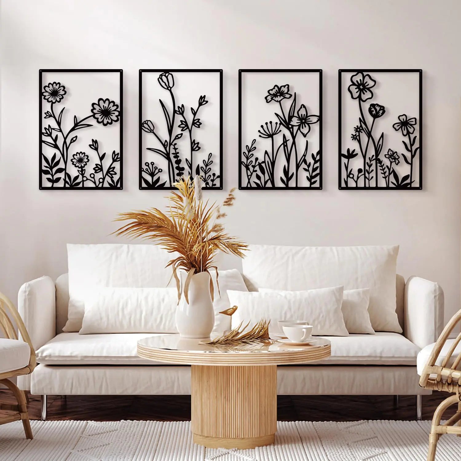 Sokurdeg Black Abstract Metal Floral Hanging Wall Decor