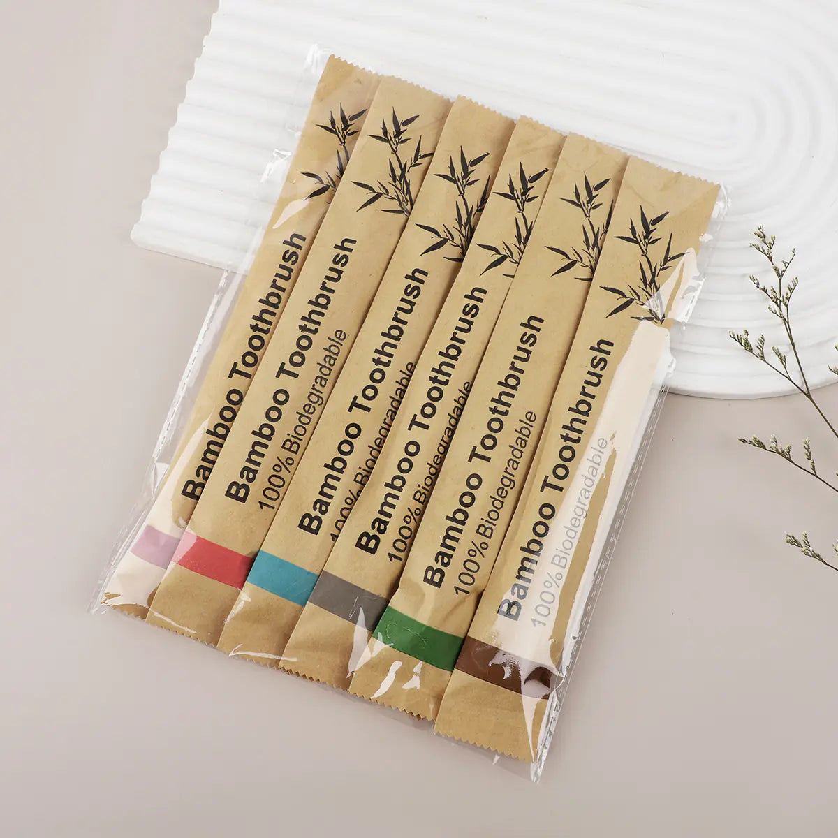 Biodegradable Bamboo Toothbrushes in Paper Bags (Set)