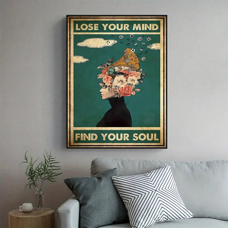 Retro Girl Music Canvas Wall Art for Home Decor