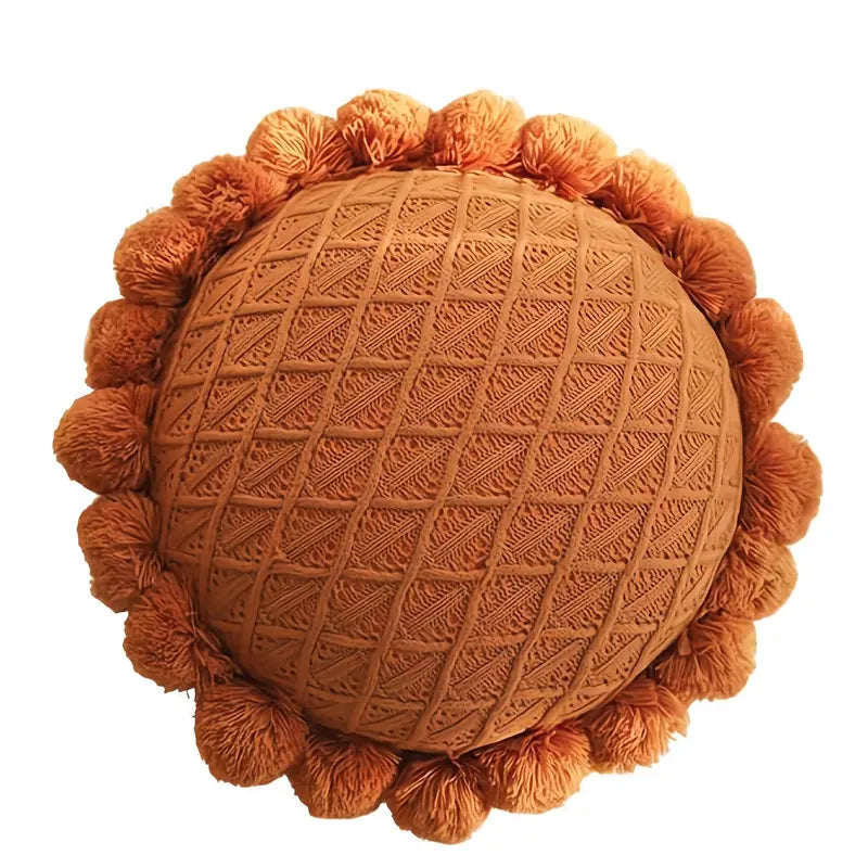 Round Knitting Decorative Pillow