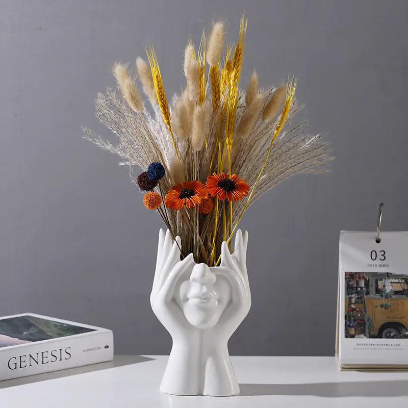 Nordic Creative White Ceramic Body Art Vase Decor