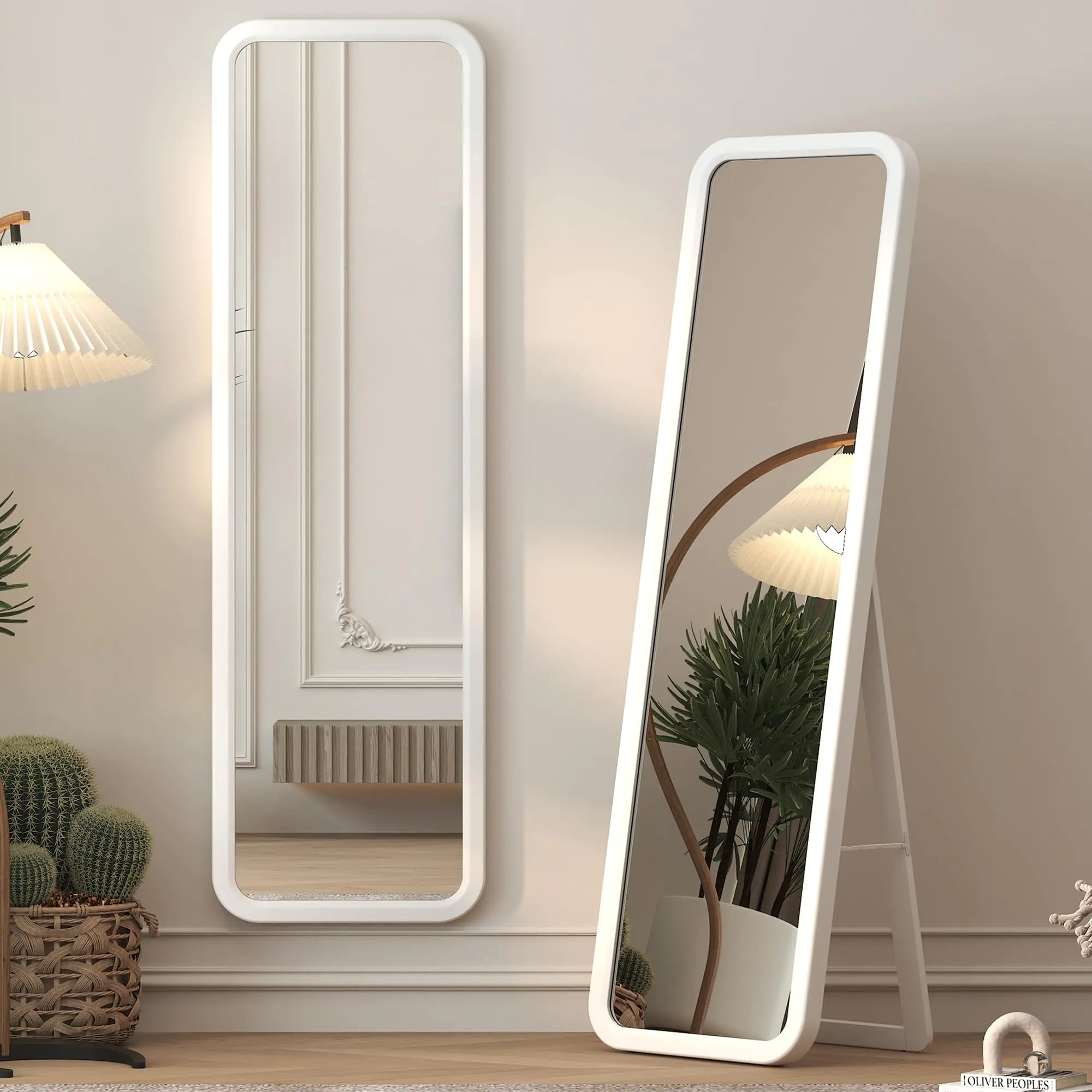 LVSOMT Wooden Full Length Body Mirror