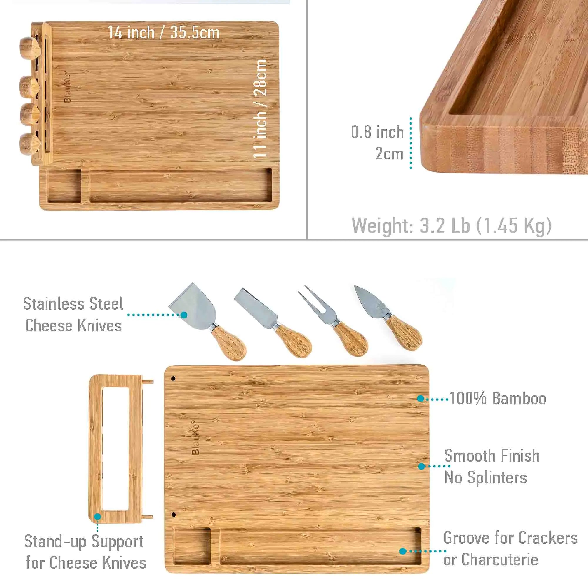 Bamboo Cheese Board and Knife Set