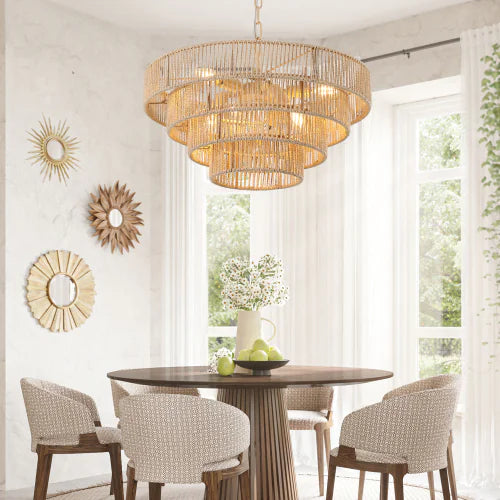Bohemian Woven Rattan Chandelier