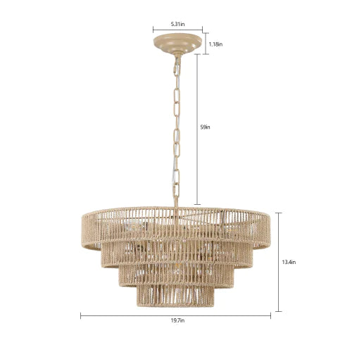 Bohemian Woven Rattan Chandelier