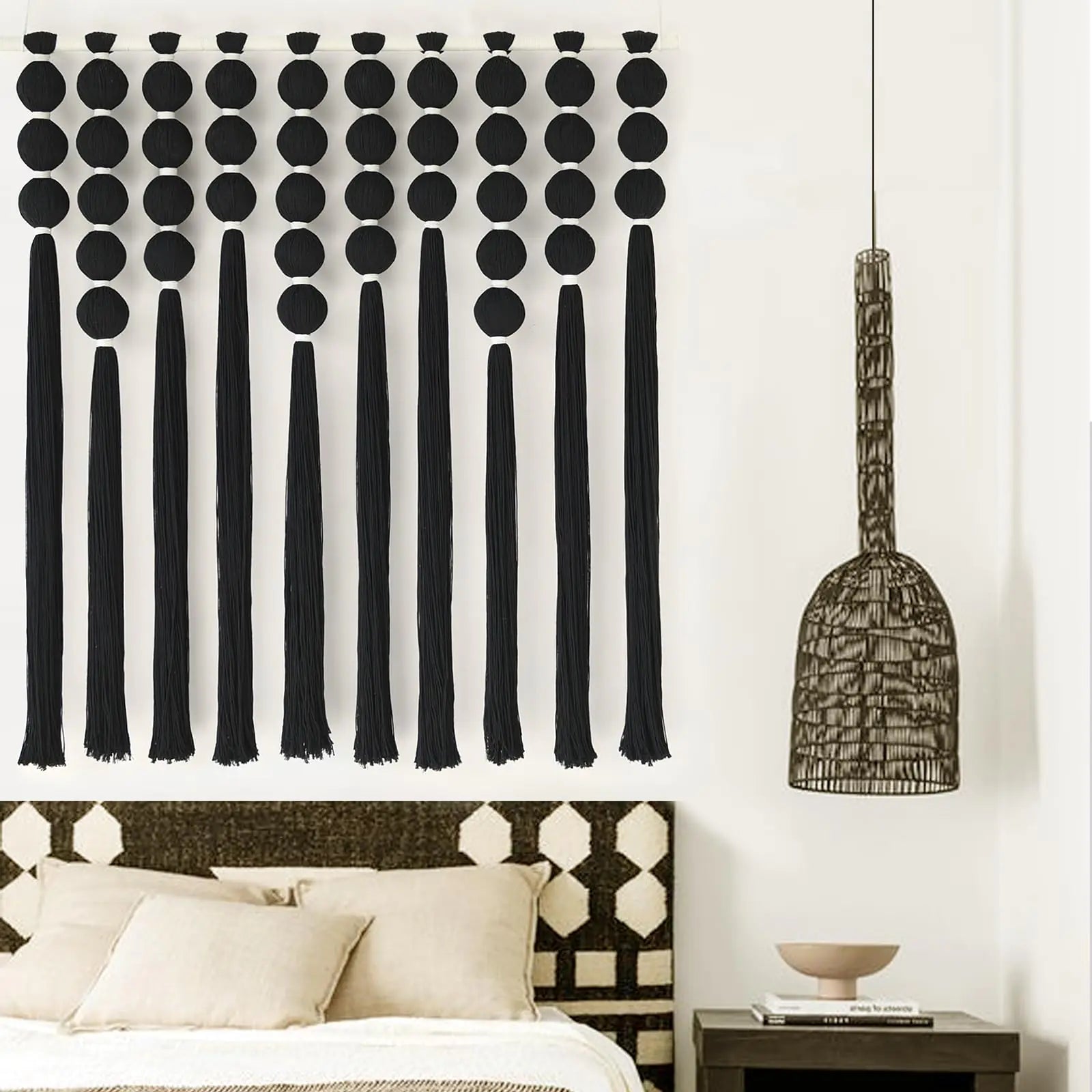 IOWER Large Macrame Wall Hanging Black Wall Decor