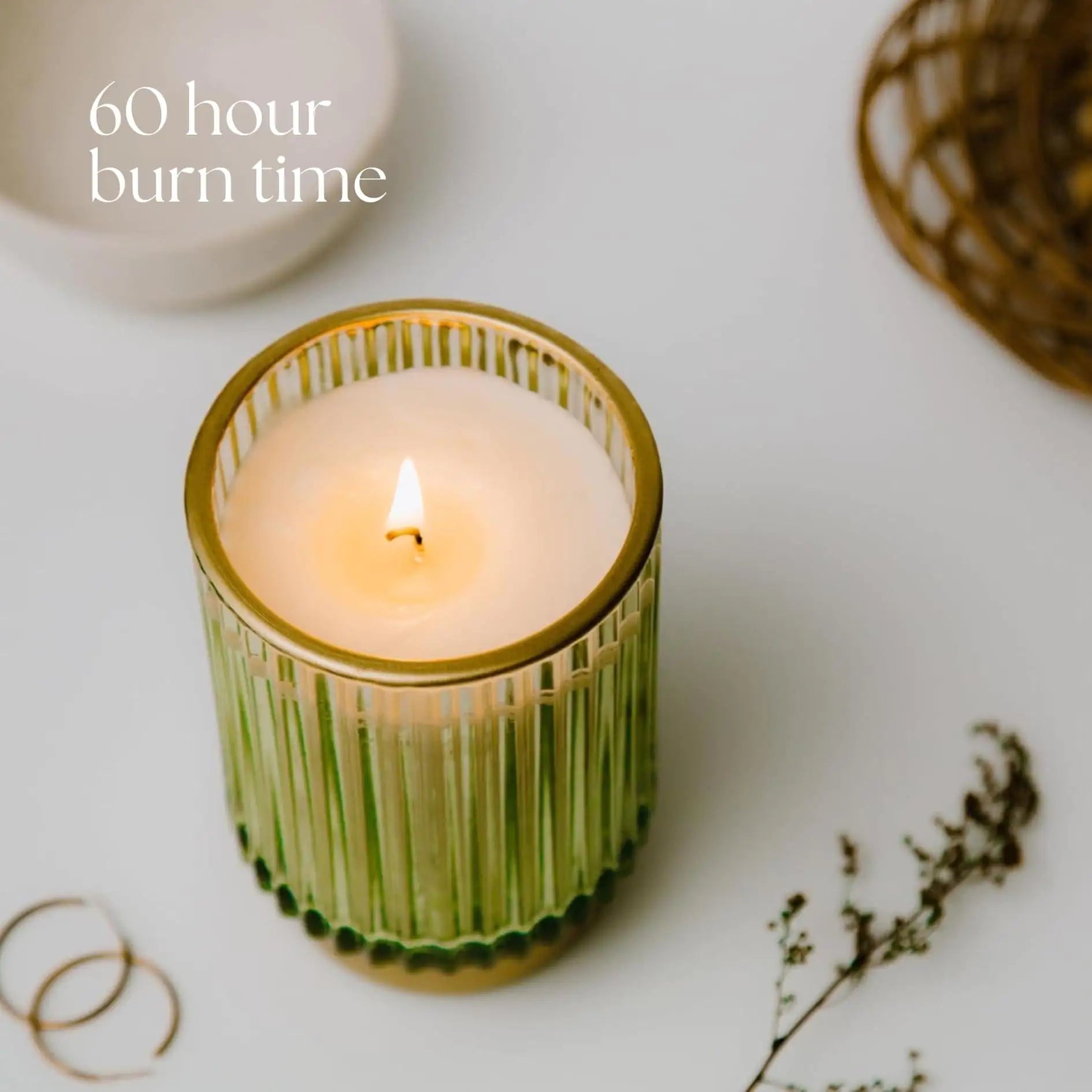 White Jasmine Mint 11oz Glass Candle with Box Candle Gifts Luxury Glass Jar Candles