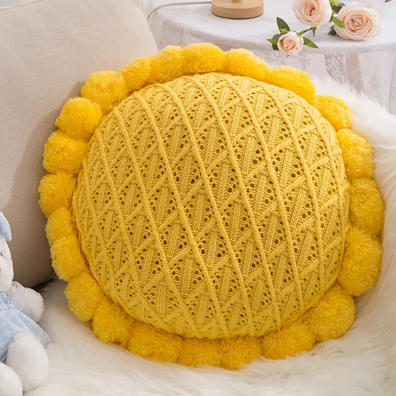 Round Knitting Decorative Pillow