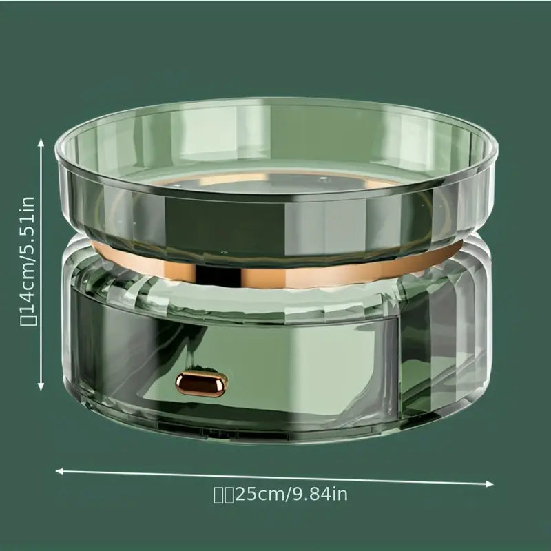 Rotating Makeup Perfume Organizer with Drawer and Tray