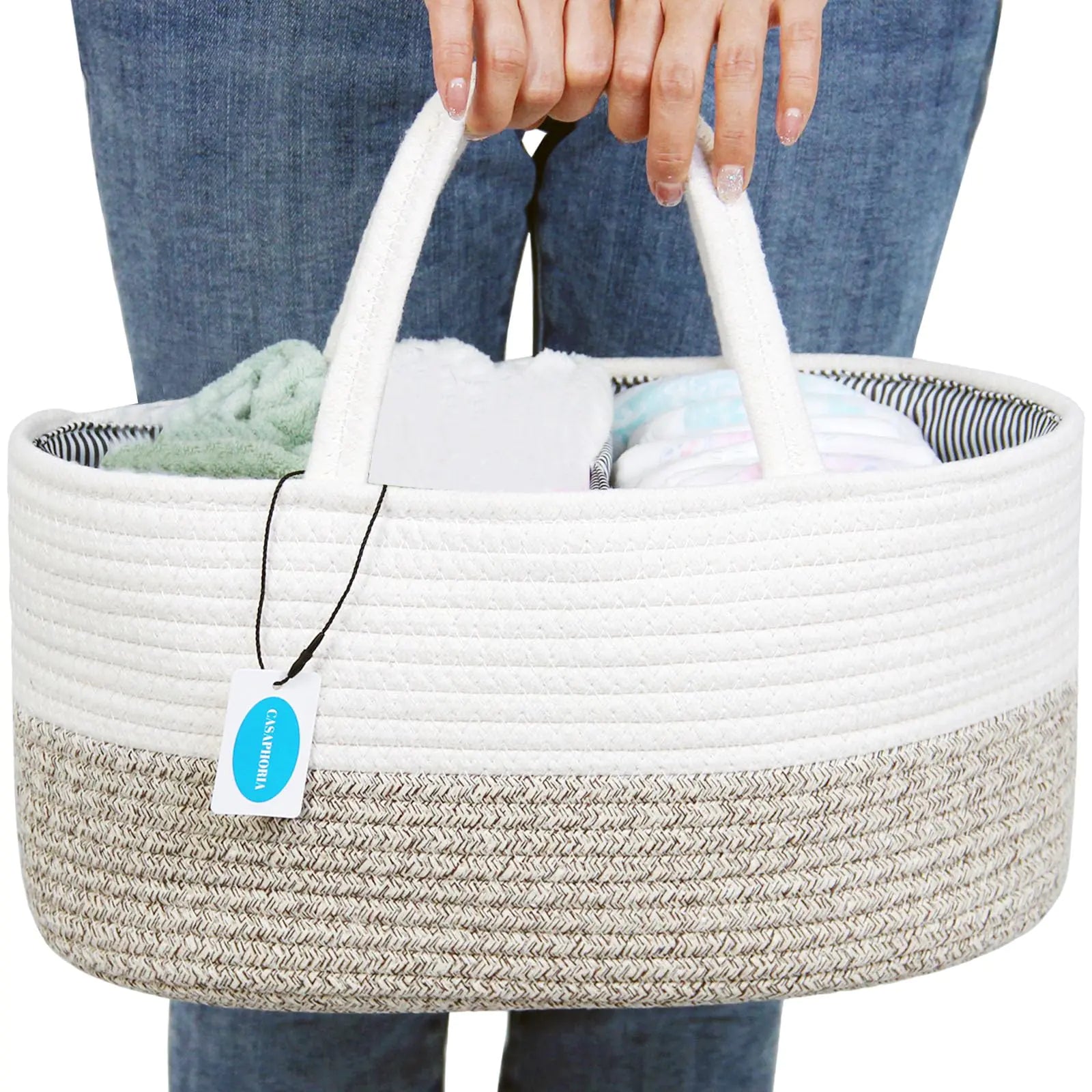 Woven Hamper Cotton Rope Basket Caddy Baskets