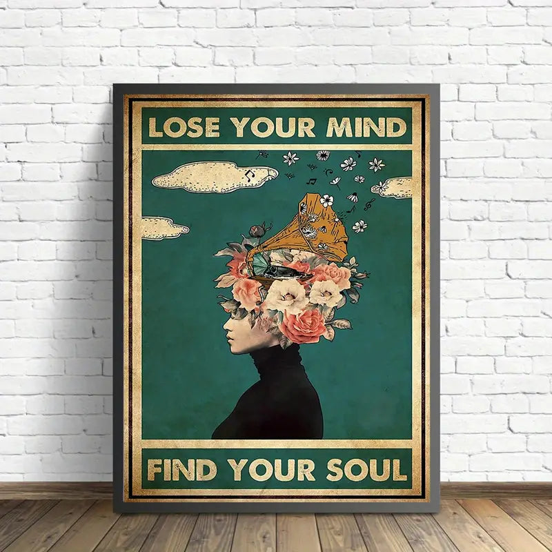 Retro Girl Music Canvas Wall Art for Home Decor