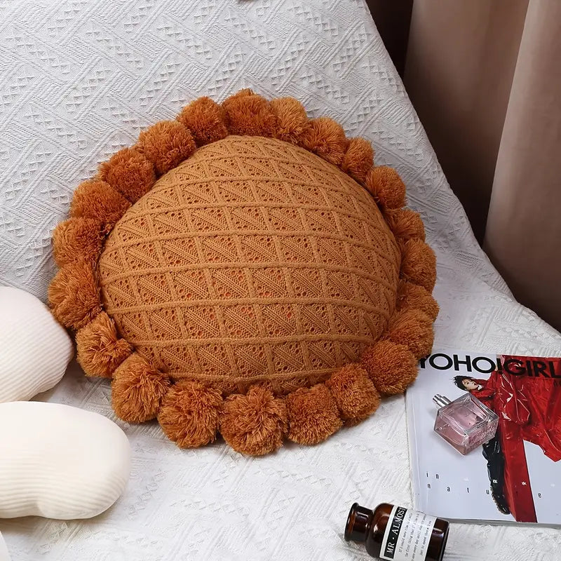 Round Knitting Decorative Pillow