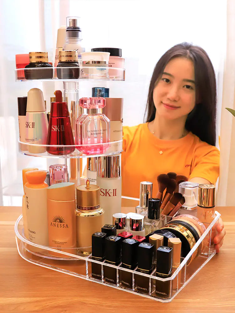 Acrylic Makeup Organizer with Rotating Storage Rack