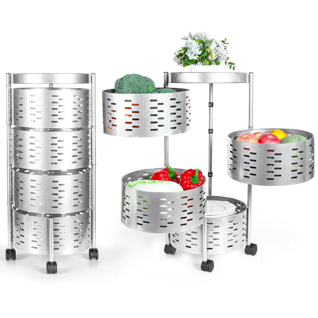 ATELGA 4 Tier Rotating Storage Rack Kitchen and Pantry Organizer