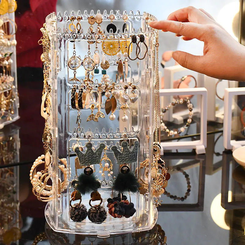 Rotating Jewelry Organizer for Earrings and Necklaces