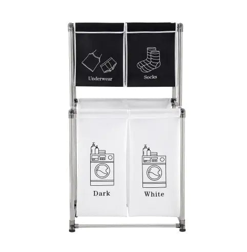 Laundry Hamper 2 Tier Laundry Sorter With 4 Removable Bags