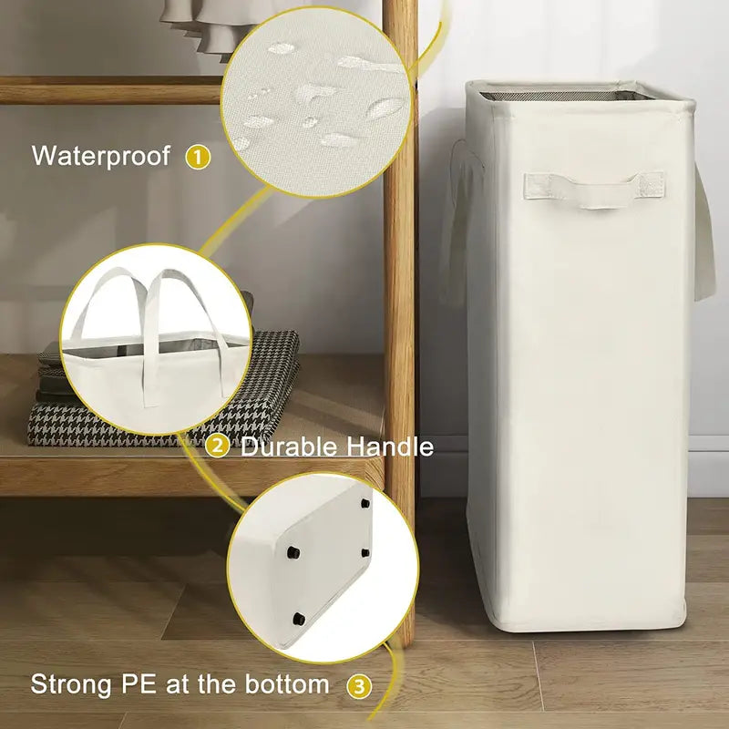 Collapsible Slim Laundry Hamper with Handles 45L