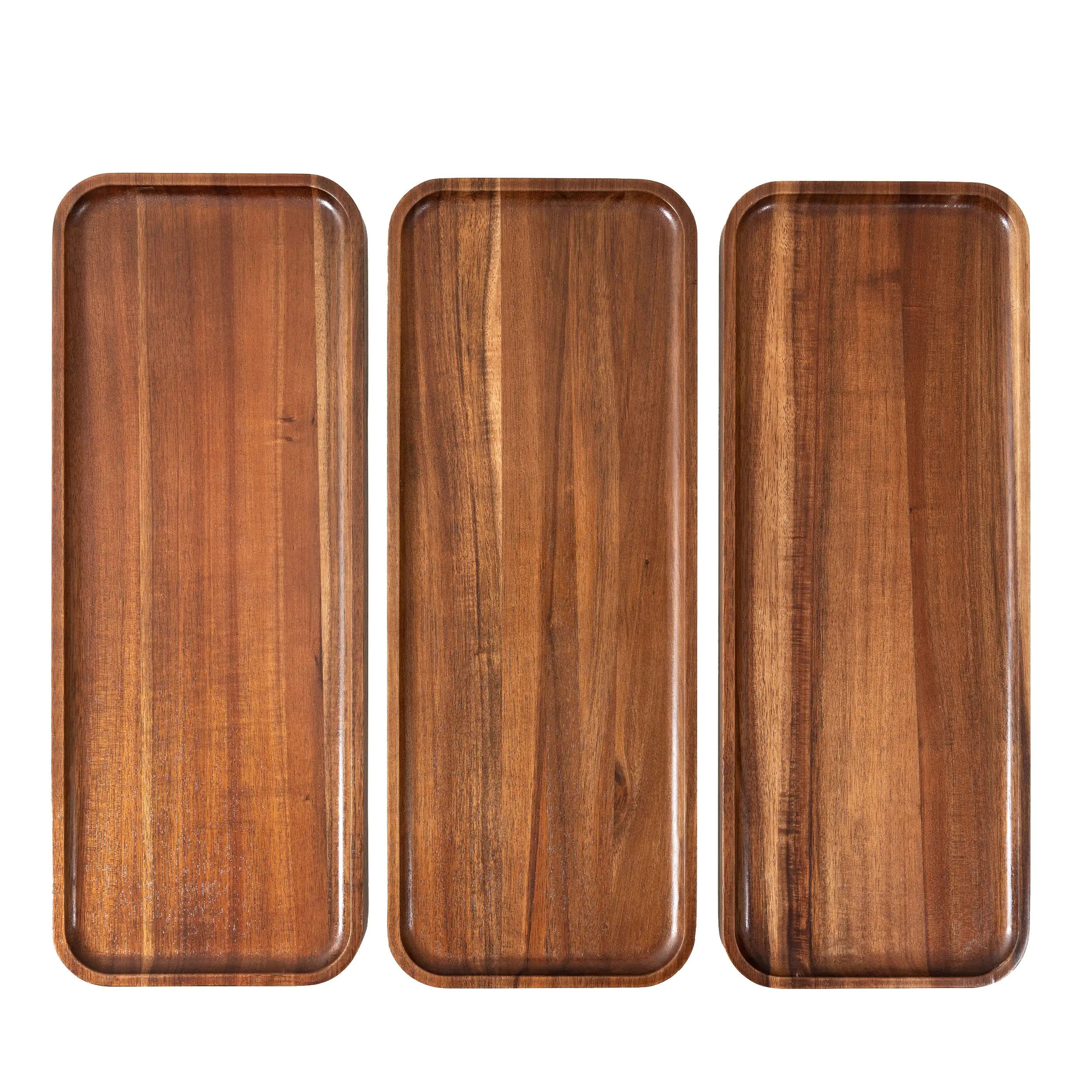 Large Solid Acacia Wood Serving Trays