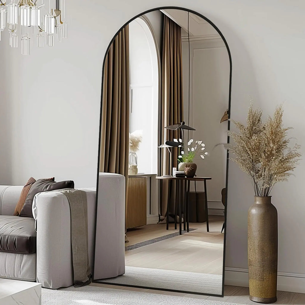 LFT HUIMEI2Y Arched Full Length Mirror Oversize Full Floor Tempered Mirror with Stand