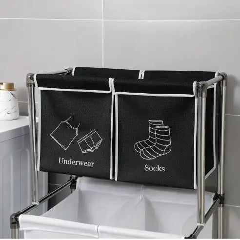 Laundry Hamper 2 Tier Laundry Sorter With 4 Removable Bags