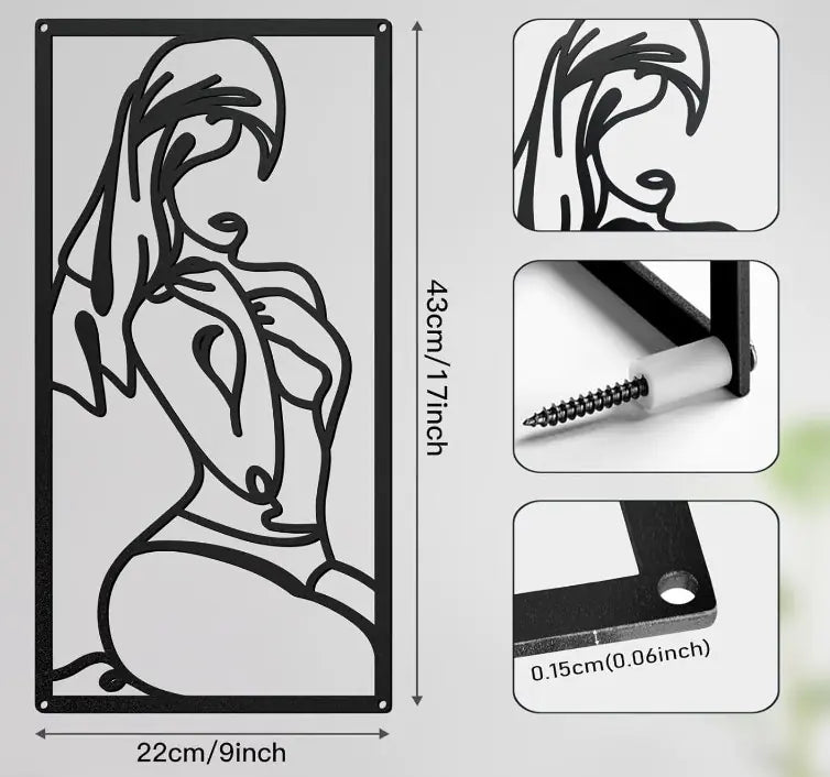 Black Iron Wall Art Silhouette Decor - Unique Design