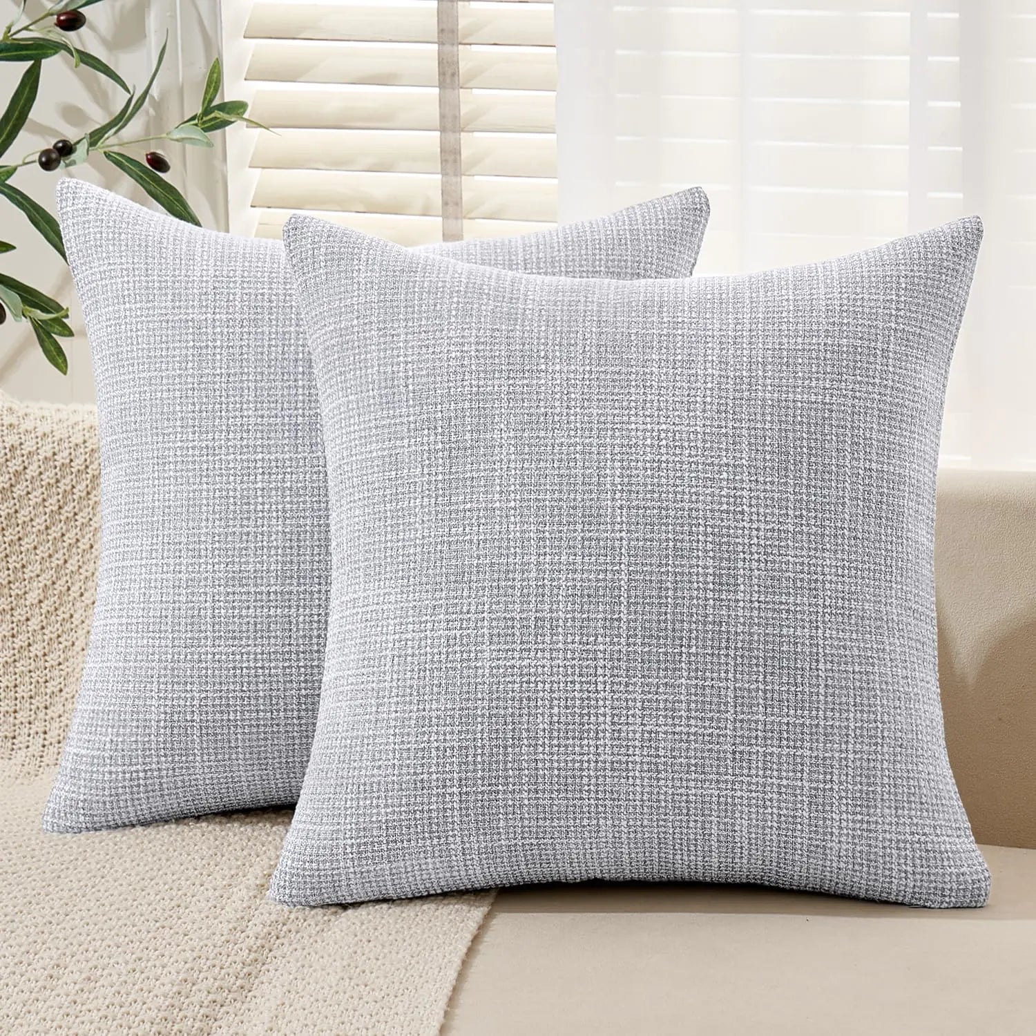 MIULEE Burlap Linen Throw Pillow Covers