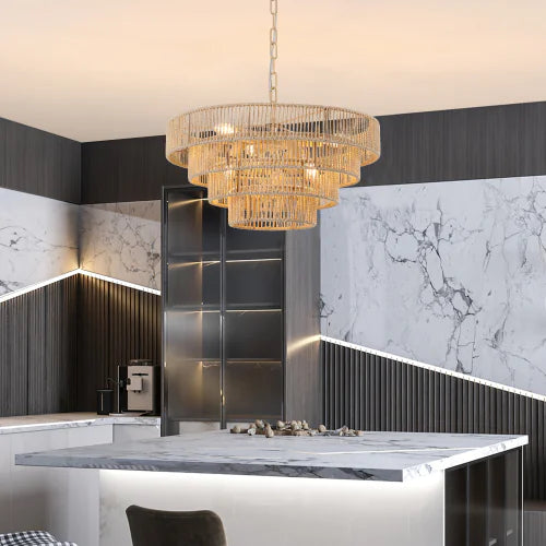 Bohemian Woven Rattan Chandelier