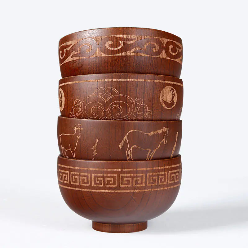 Mongolian Wooden Craft Bowl for Tableware