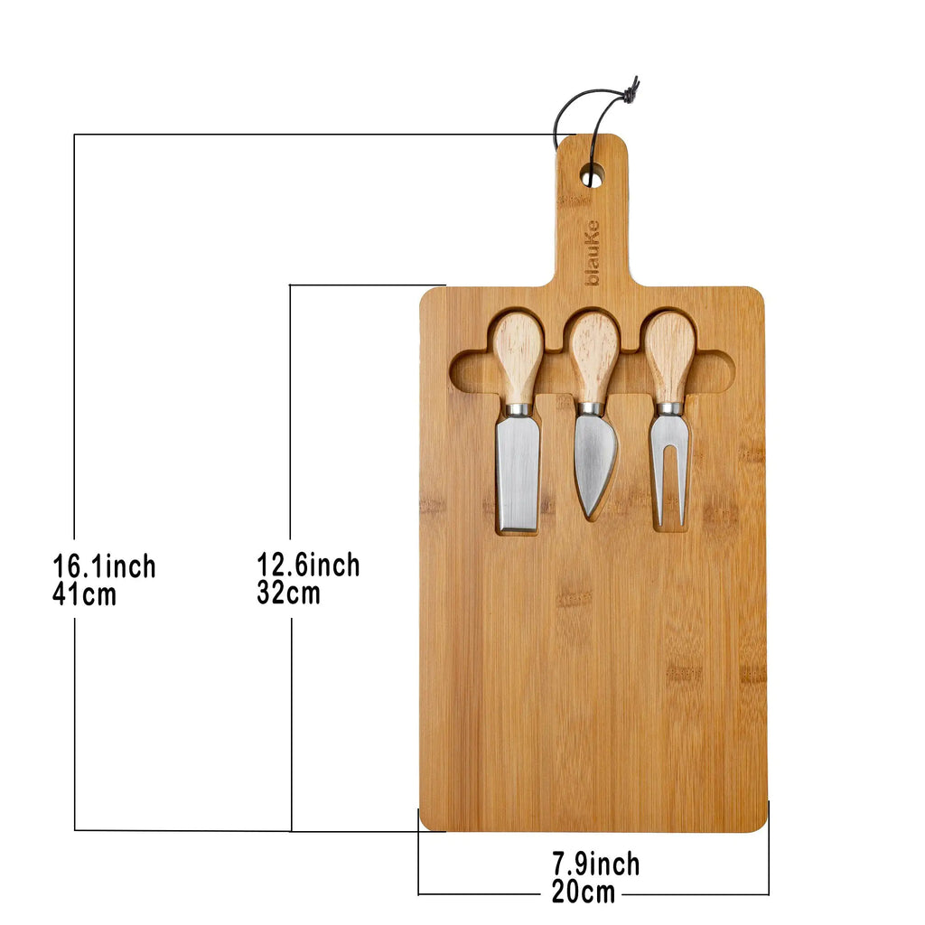 Magnetic Cutlery Storage Bamboo Cheese Board and Knife Set