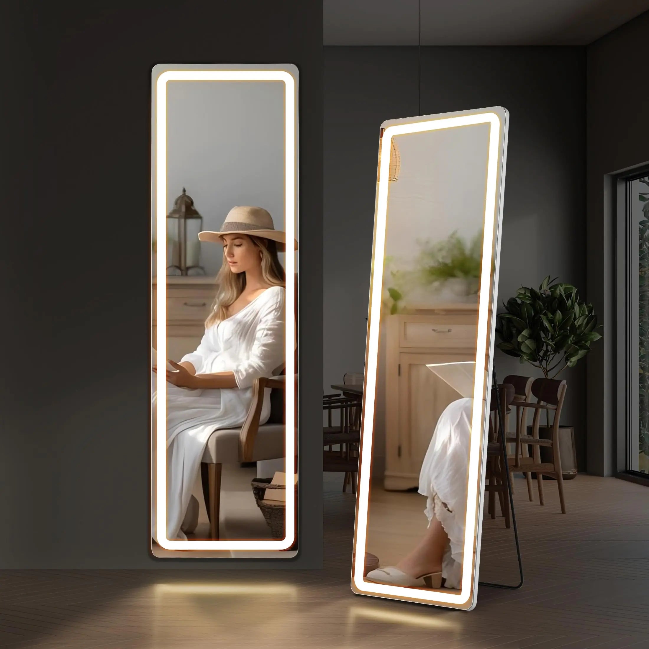 Zibbizo Mirror Full Length with LED Lights Wall Mirror