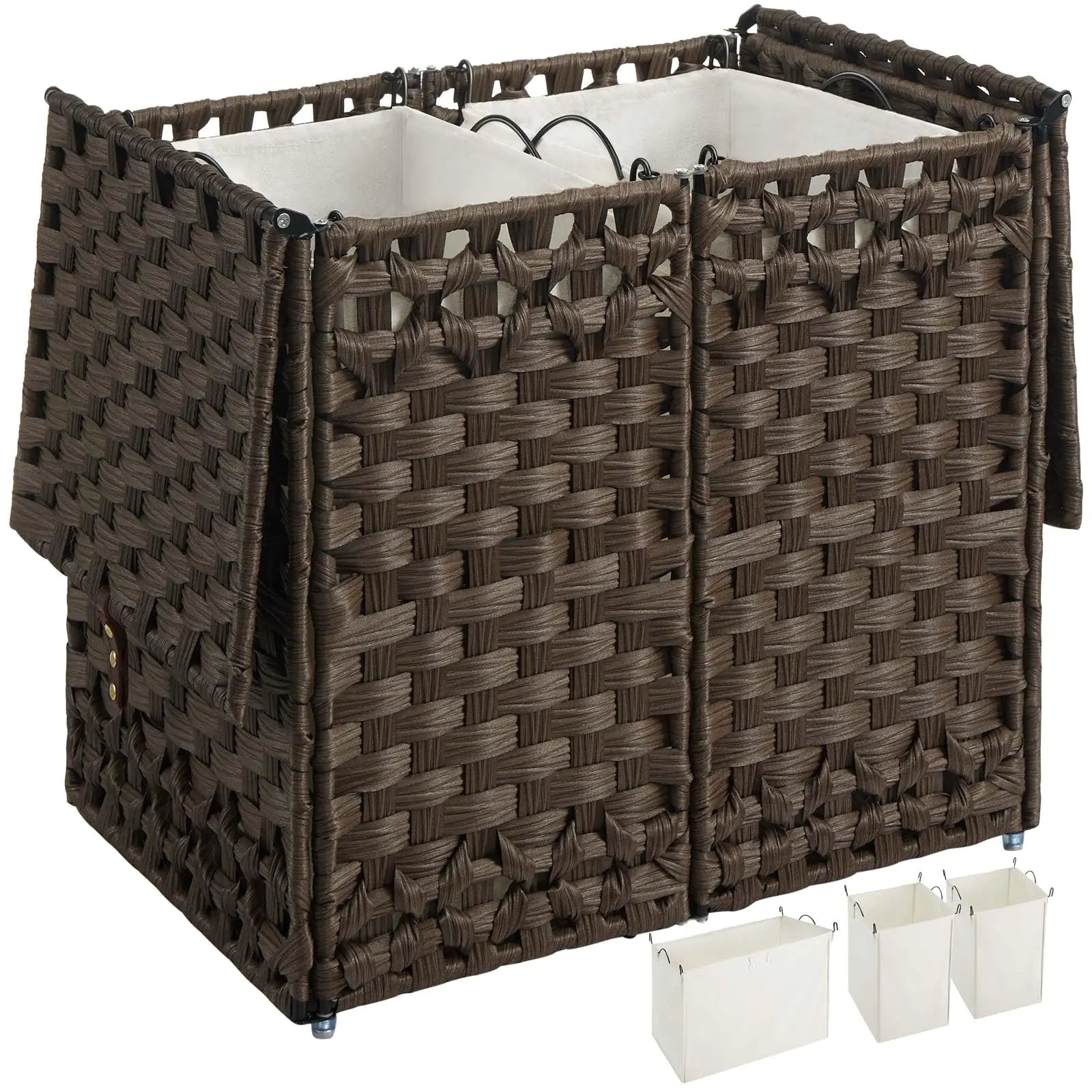 Greenstell Laundry Hamper with Lid and 2 & 1 Removable Liner Bags