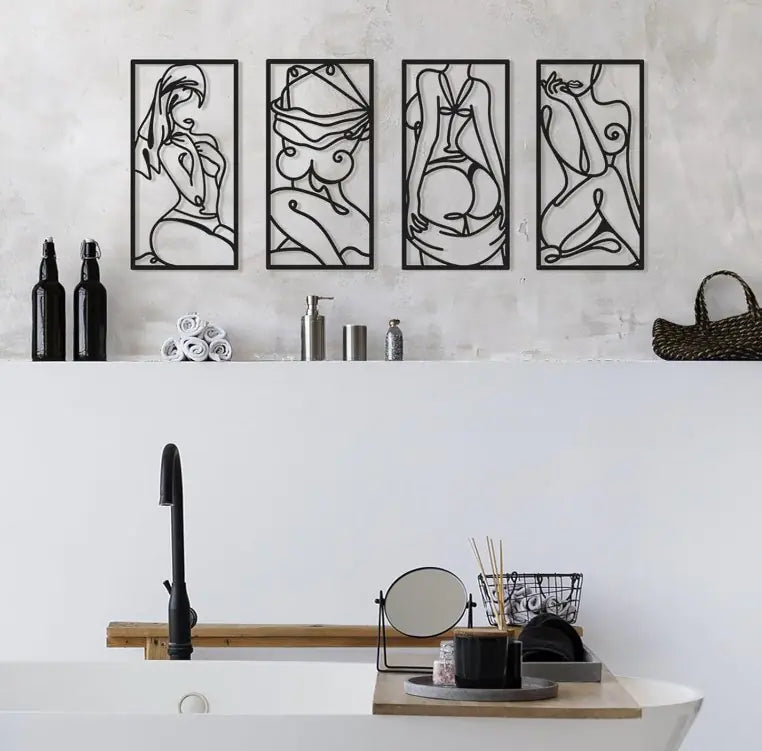 Black Iron Wall Art Silhouette Decor - Unique Design