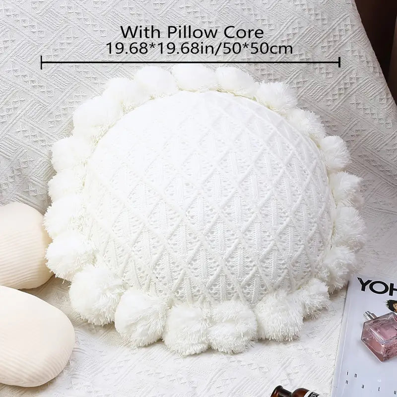 Round Knitting Decorative Pillow